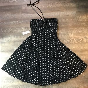 NWT Ann Taylor Pleated Halter Black White Dress 4